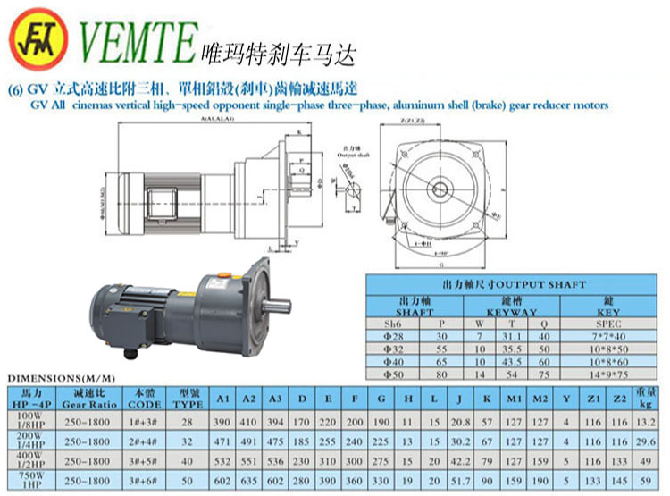 GV立式高速比付三項(xiàng)，單項(xiàng)鋁殼剎車齒輪減速馬達(dá)